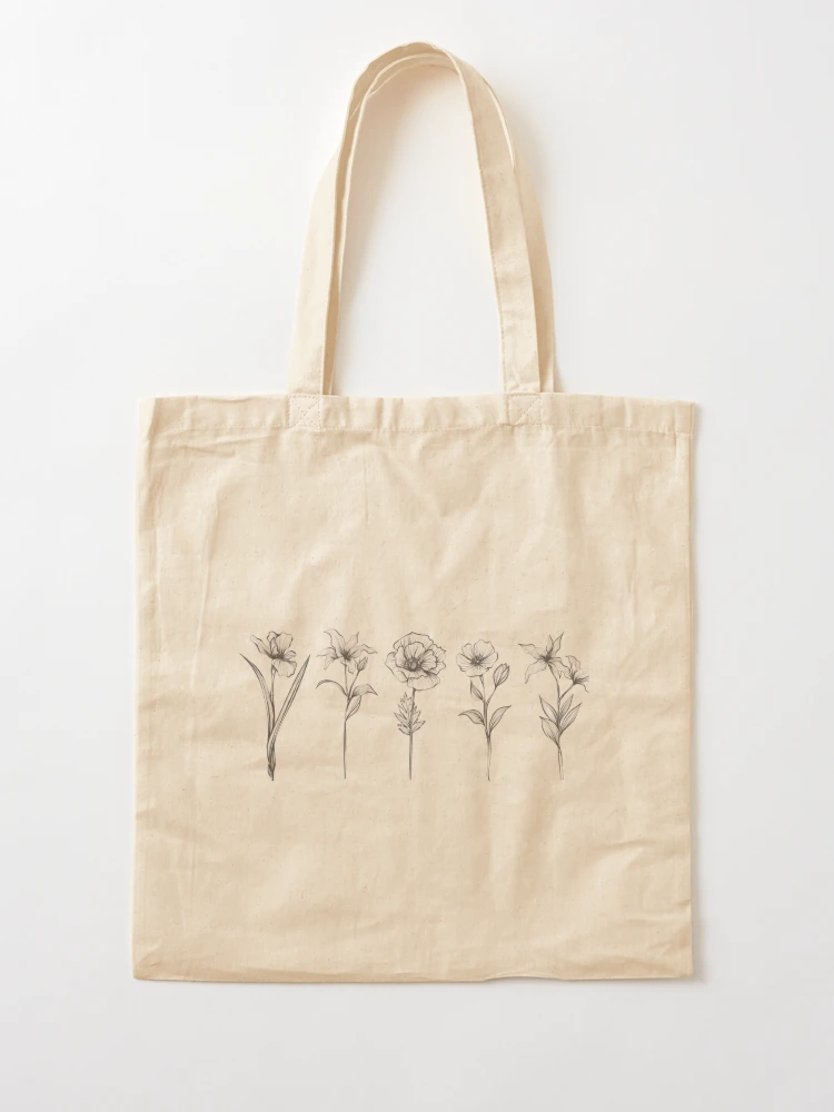 Wildflower Crescent Moon Tote Bag -   Printed tote bags, Handpainted tote  bags, Halloween tote bag