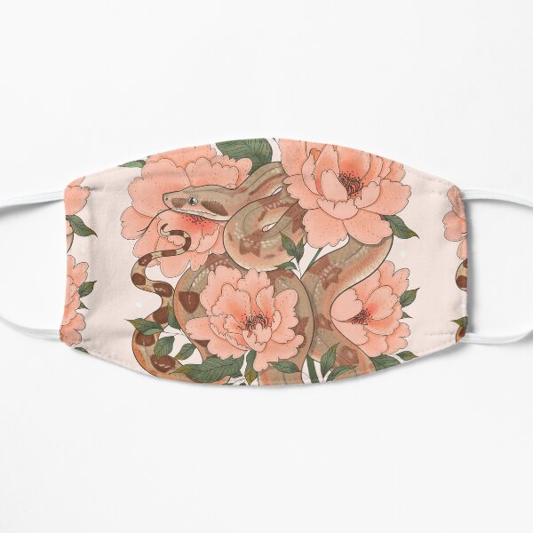 Peaches the Boa constrictor with Peonies Flat Mask