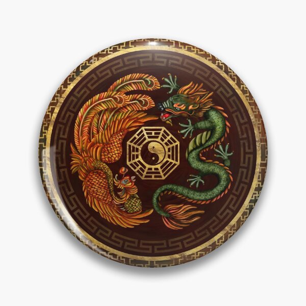 Item preview, Phoenix and Dragon with bagua #1 designed and sold by k9printart.