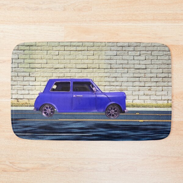 Item preview, blue classic car on the road with brick wall background designed and sold by Mrvell.