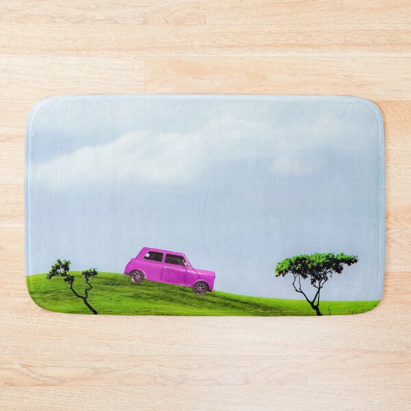 Item preview, pink classic car on the green mountain with cloudy blue sky designed and sold by Mrvell.