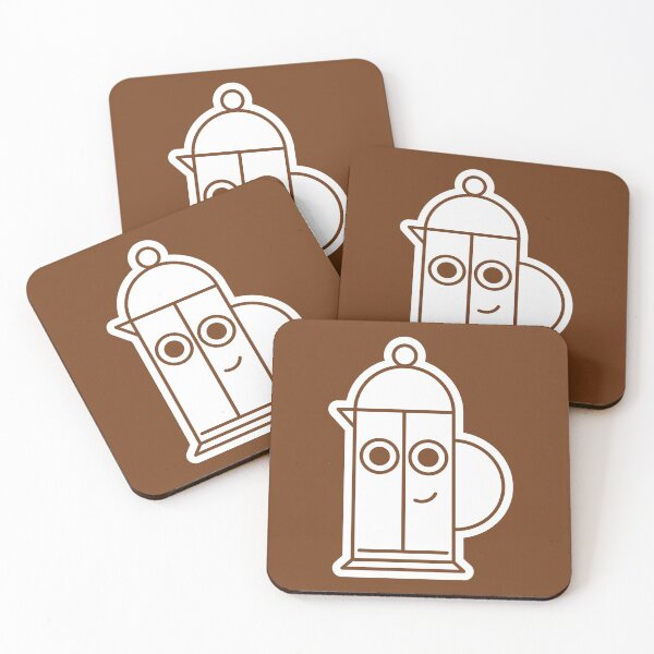 Item preview, French Press Face on Brown Character Icon Cartoon designed and sold by npdstudio.