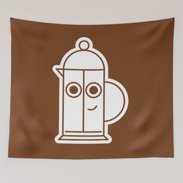 Item preview, French Press Face on Brown Character Icon Cartoon designed and sold by npdstudio.