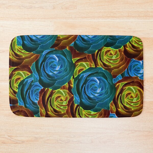 Item preview, closeup rose pattern texture abstract in blue red and yellow designed and sold by Mrvell.