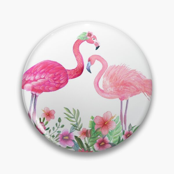 Item preview, Acuarela de flamencos en color rosa Paraíso con flores de hibisco, flores de protea y hojas de palma. designed and sold by MagentaRose.