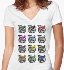 Brompton Bicycle Folded Women's Fitted V-Neck T-Shirt