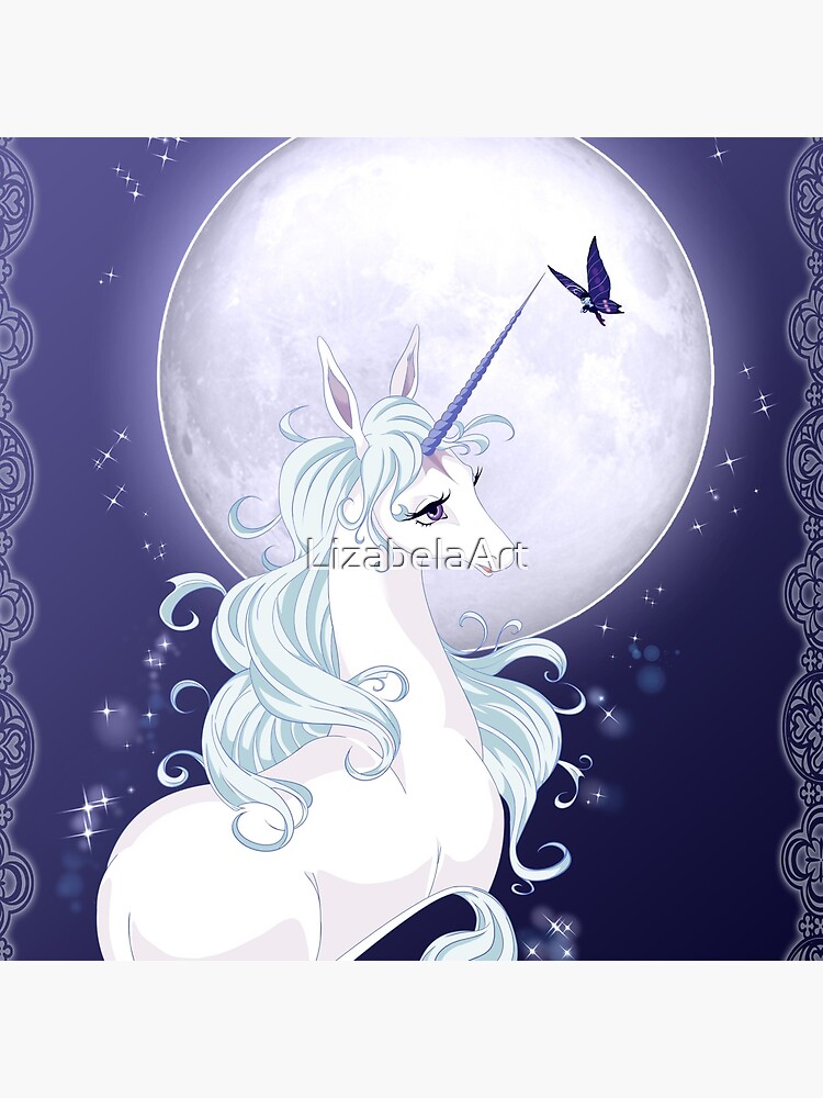 Thumbnail 4 of 4, Pillow, Full moon unicorn designed and sold by LizabelaArt.