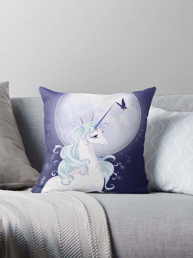 Thumbnail 1 of 4, Pillow, Full moon unicorn designed and sold by LizabelaArt.