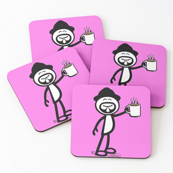 Item preview, GG Coffee Guy Stick Figure Pink Background designed and sold by GDGCreations.