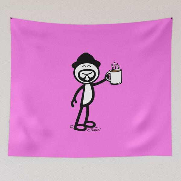Item preview, GG Coffee Guy Stick Figure Pink Background designed and sold by GDGCreations.
