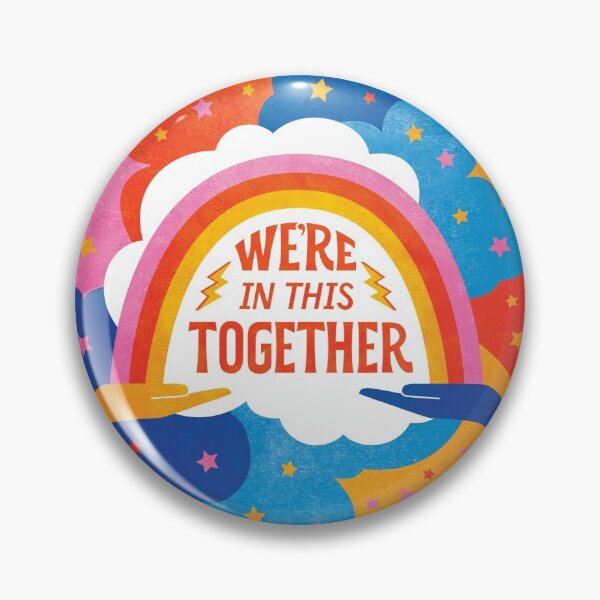 Item preview, We're in this together rainbow, cloud, hands repeat pattern designed and sold by Portia Monberg.