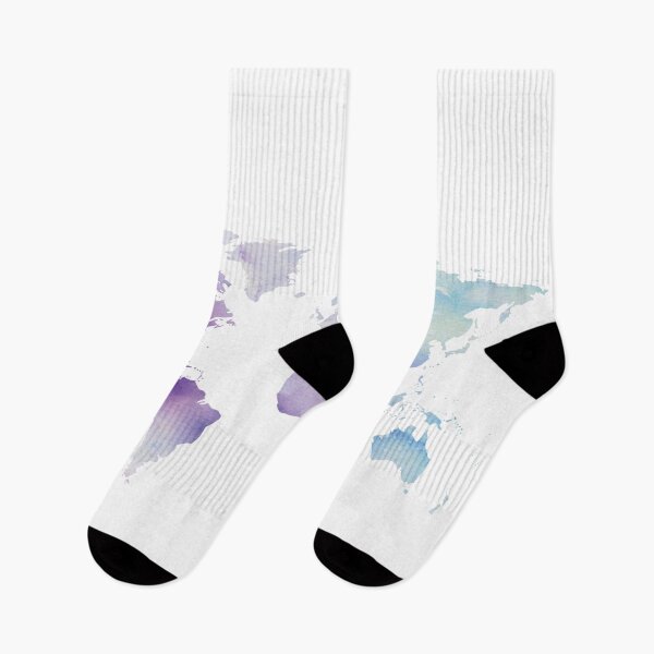 Item preview, World Map Blue and Purple Watercolor designed and sold by divinefemme.