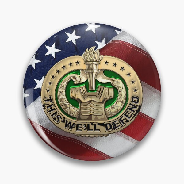 Item preview, U.S. Army Drill Sergeant Identification Badge over American Flag designed and sold by Serge Averbukh Art Studio.