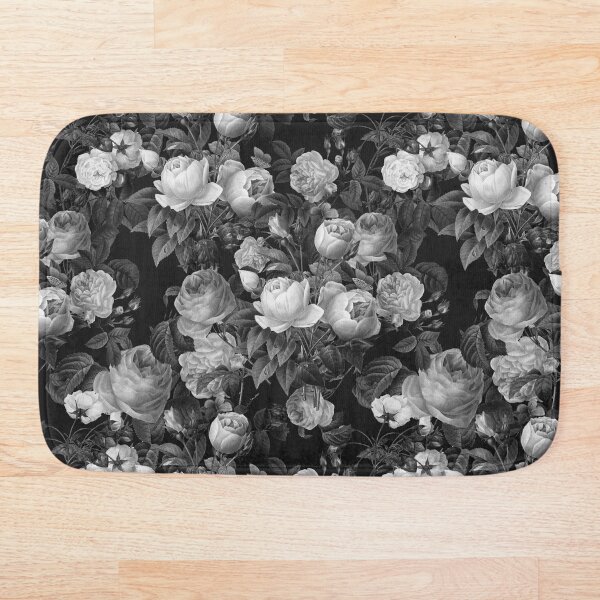 Item preview, Deep dark floral in black and white designed and sold by Catherine Holcombe.