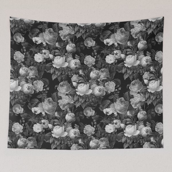 Item preview, Deep dark floral in black and white designed and sold by Catherine Holcombe.