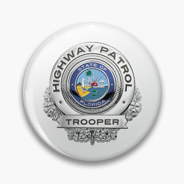Item preview, Florida Highway Patrol - FHP Trooper Badge over White Leather designed and sold by Serge Averbukh Art Studio.