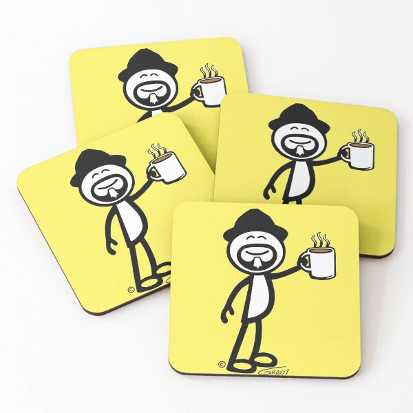 Item preview, GG Coffee Guy Stick Figure Yellow Background designed and sold by GDGCreations.