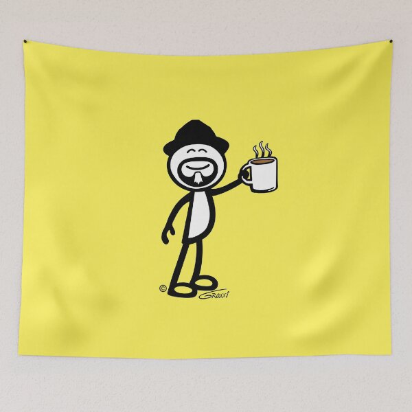 Item preview, GG Coffee Guy Stick Figure Yellow Background designed and sold by GDGCreations.