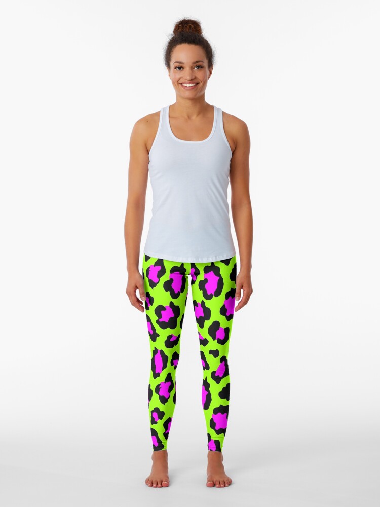 Pink Animal Print Yoga Leggings, Pink Leopard Print Leggings