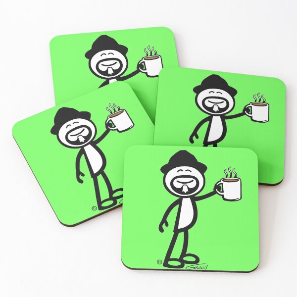 Item preview, GG Coffee Guy Stick Figure Light Green Background designed and sold by GDGCreations.