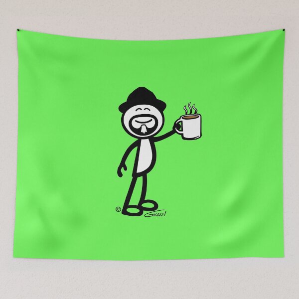 Item preview, GG Coffee Guy Stick Figure Light Green Background designed and sold by GDGCreations.