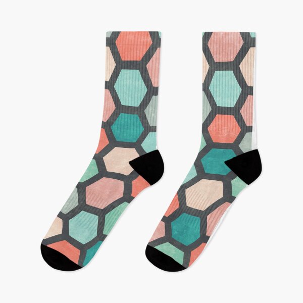Item preview, Hexagon 1 - Hexagon Pattern in Coral and Mint designed and sold by Jacqueline Maldonado.