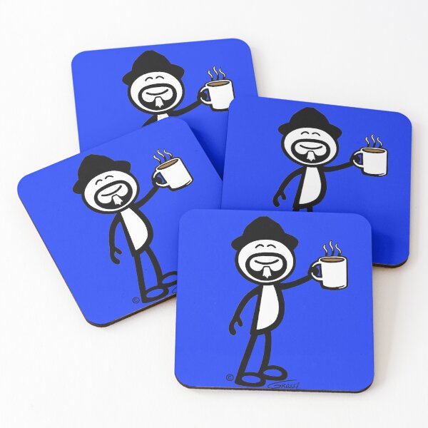 Item preview, GG Coffee Guy Stick Figure Blue Background designed and sold by GDGCreations.