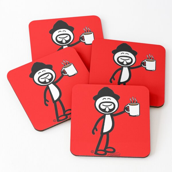 Item preview, GG Coffee Guy Stick Figure Red Background designed and sold by GDGCreations.