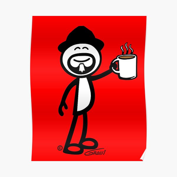 "GG Coffee Guy Stick Figure Red Background" Poster for Sale by