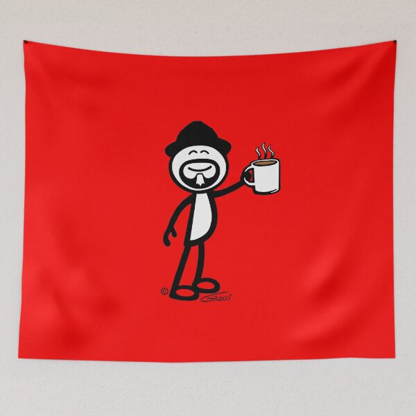 Item preview, GG Coffee Guy Stick Figure Red Background designed and sold by GDGCreations.