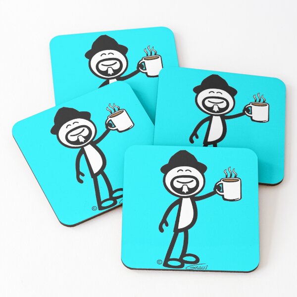 Item preview, GG Coffee Guy Stick Figure Turquoise Background designed and sold by GDGCreations.