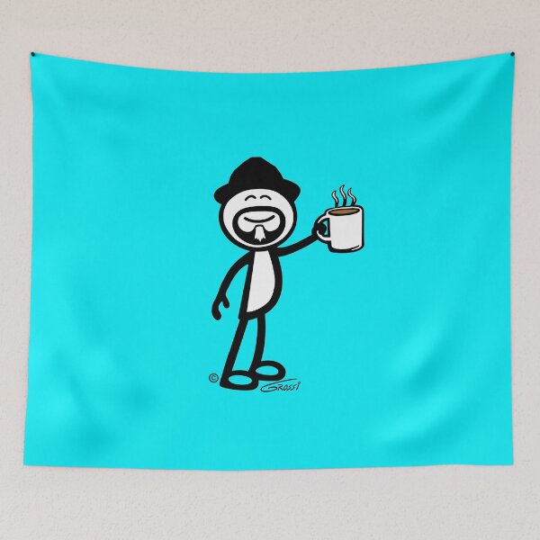 Item preview, GG Coffee Guy Stick Figure Turquoise Background designed and sold by GDGCreations.