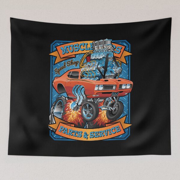Item preview, Classic Sixties Muscle Car Parts & Service Cartoon designed and sold by hobrath.