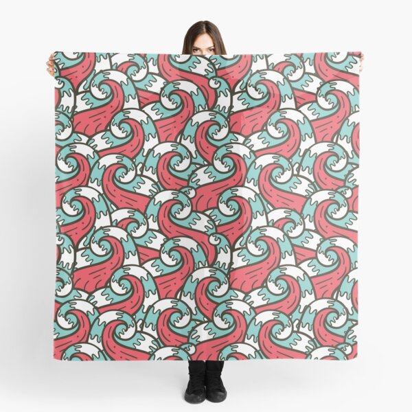 Crazy tangle doodle sea waves pattern Scarf