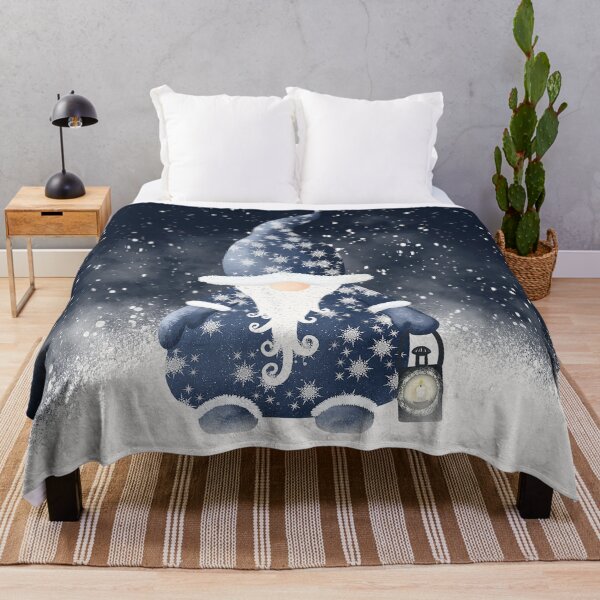 Winter Night Nordic Gnome Throw Blanket