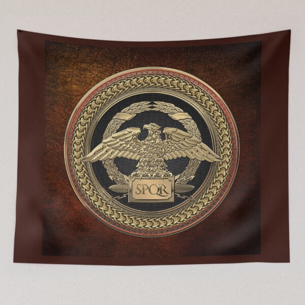 Item preview, Gold Roman Imperial Eagle over Black and Gold Medallion on Brown Leather designed and sold by Serge Averbukh Art Studio.