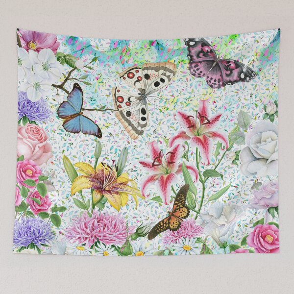 Item preview, Acuarela Mariposa Jardín Flores Floral designed and sold by wasootch.