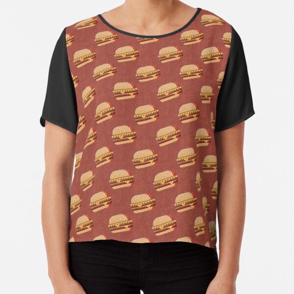 FAST FOOD / Burger - pattern Chiffon Top