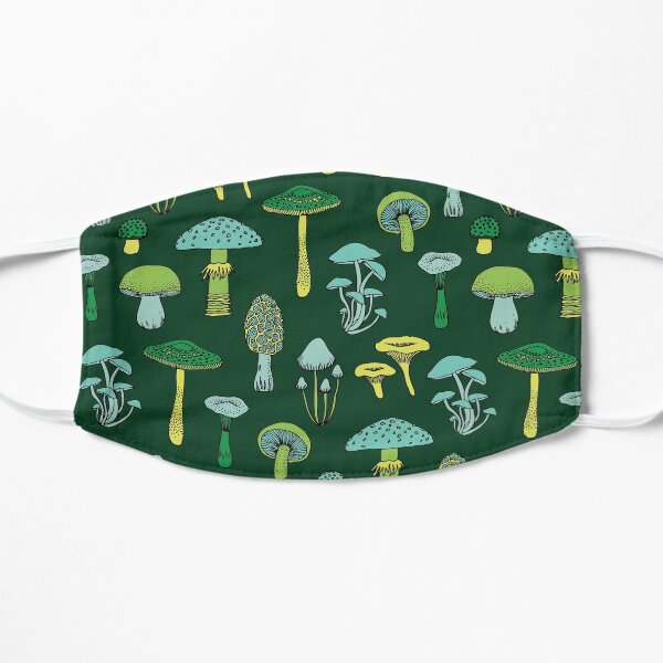 Midnight Mushrooms - Green - fun fungus pattern by Cecca Designs Mask