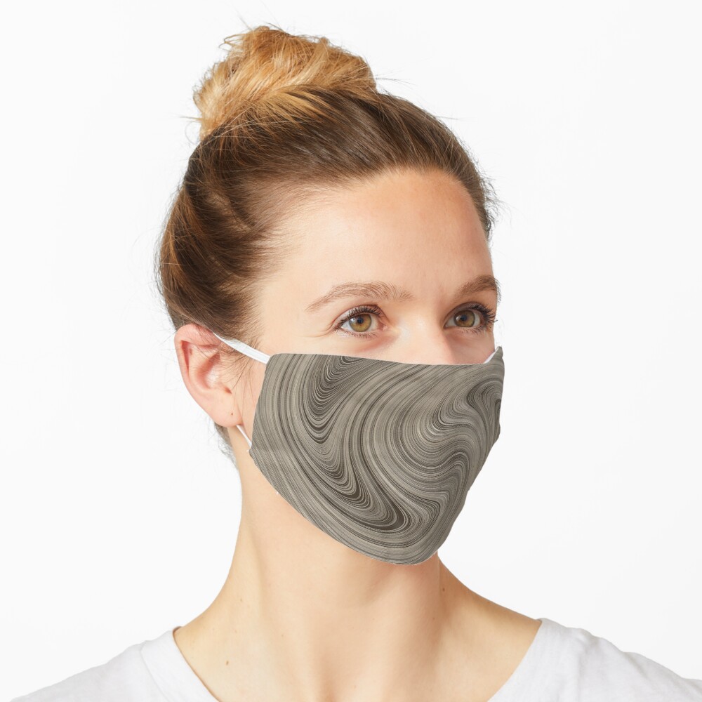 Cinerous And Taupe Wood Swirls Pattern Mask