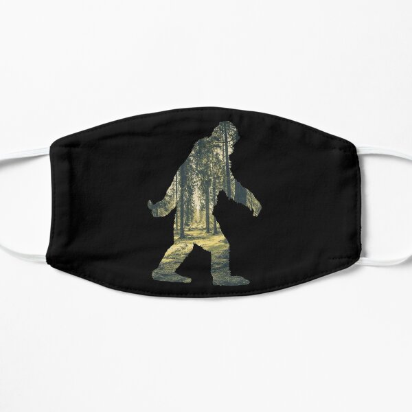 A Sasquatch Silhouette in The Forest Flat Mask