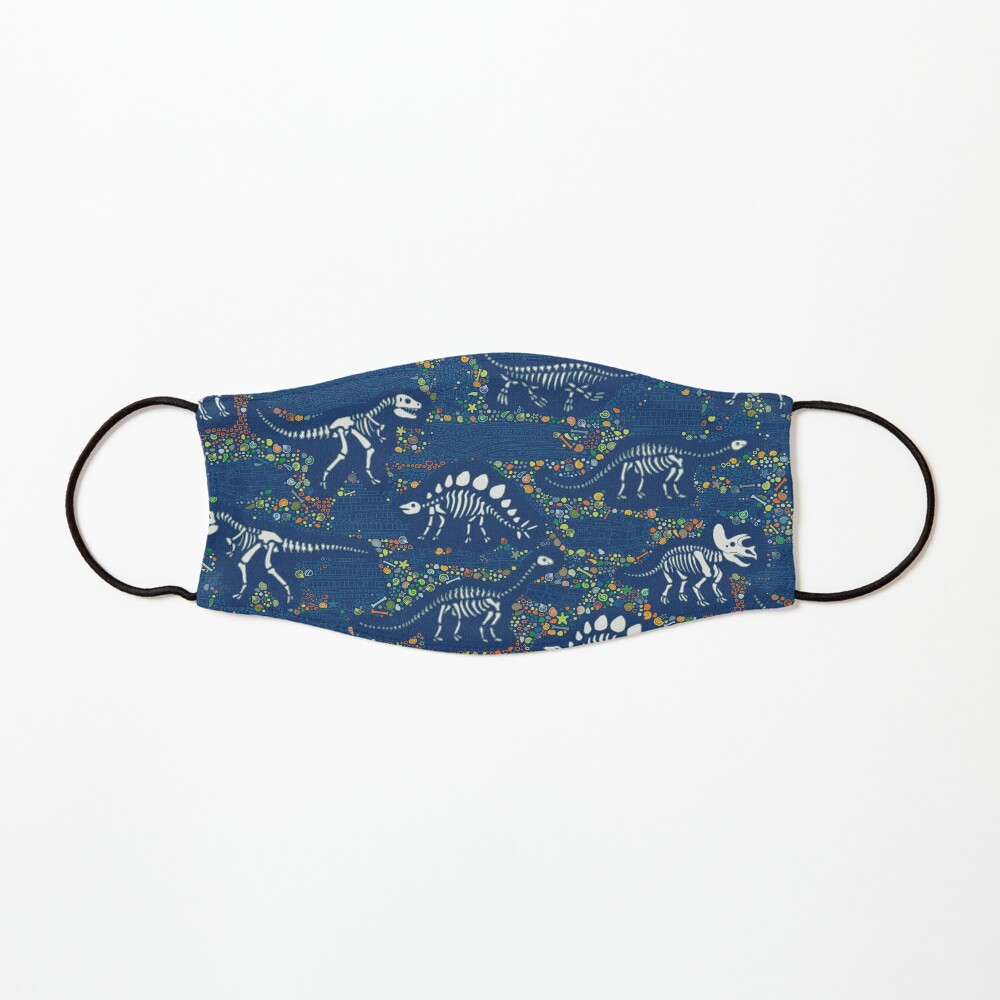 Dinosaur Fossils - Blue - Fun graphic pattern by Cecca Designs Mask