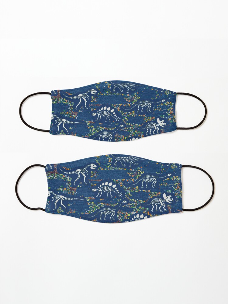 Alternate view of Dinosaur Fossils - Blue - Fun graphic pattern by Cecca Designs Mask