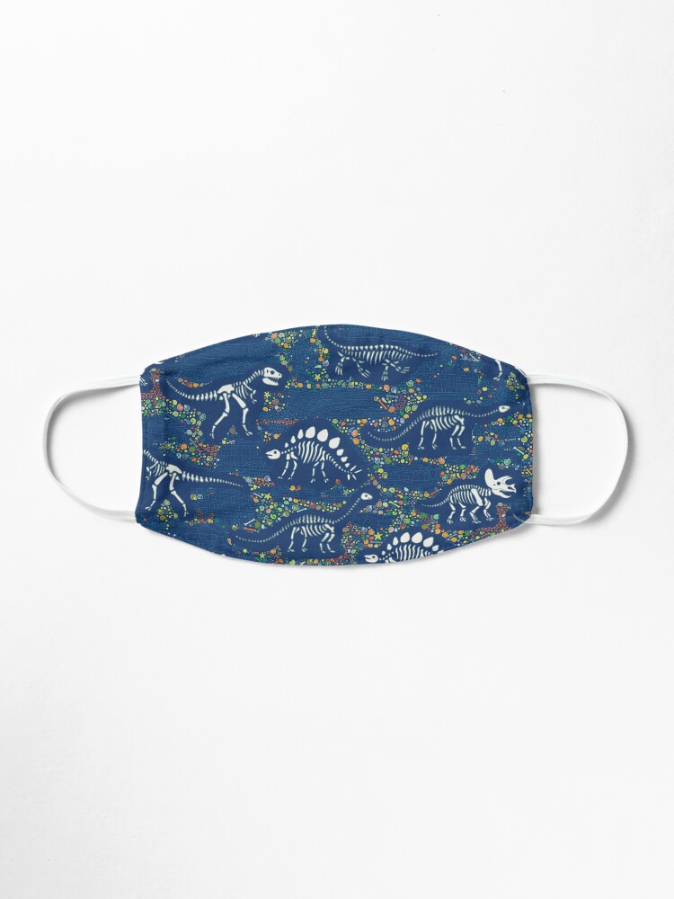 Alternate view of Dinosaur Fossils - Blue - Fun graphic pattern by Cecca Designs Mask