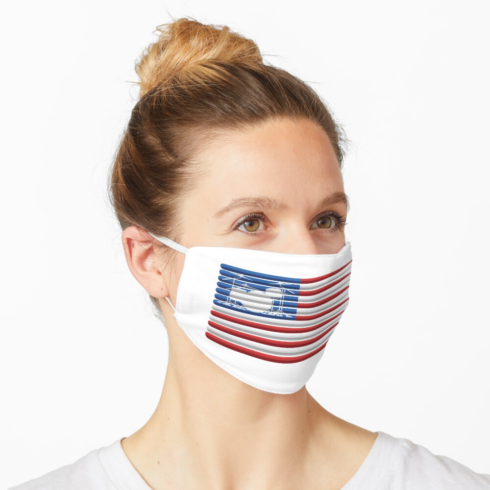 American Drummer Flag with Drum Kit and Drum Sticks Mask