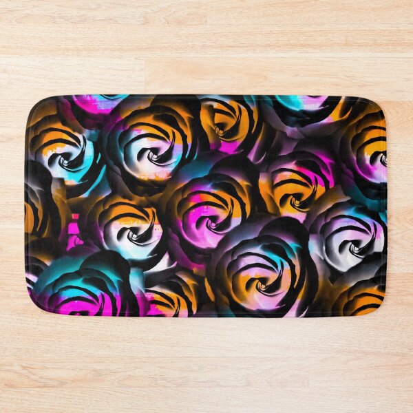 Item preview, black rose texture abstract with painting abstract in orange pink blue designed and sold by Mrvell.