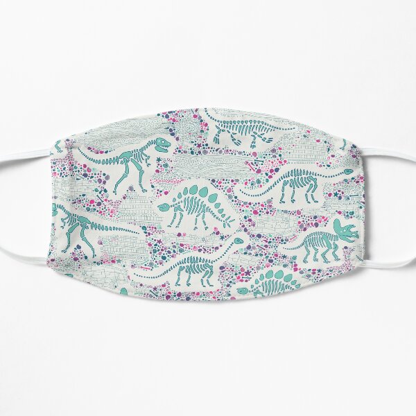 Dinosaur Fossils - aqua on white - Fun graphic pattern by Cecca Designs Mask