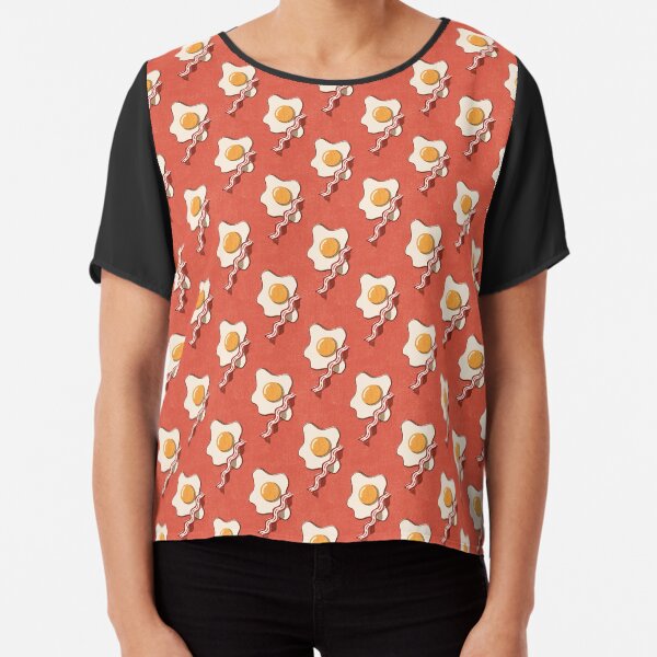 FAST FOOD / Egg and Bacon - pattern Chiffon Top