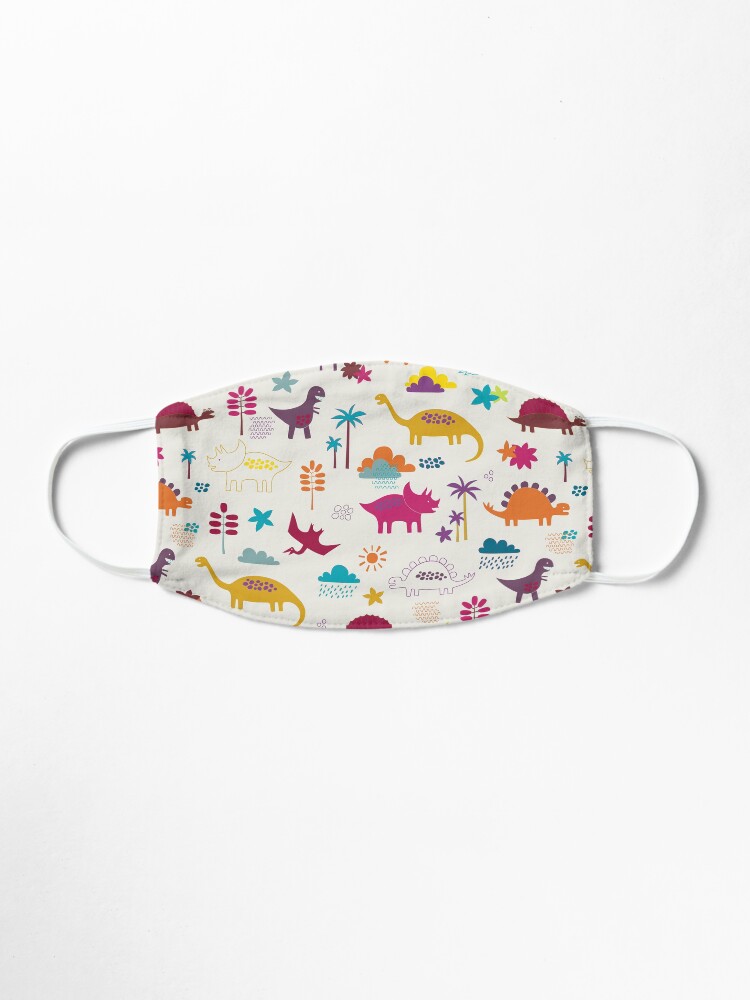 Alternate view of Dinosaur Land - Sunshine Brights - cute Dino pattern by Cecca Designs Mask