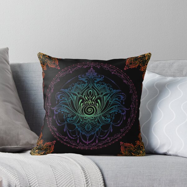 Lotus Goddess in Technicolor Dreamscape Throw Pillow